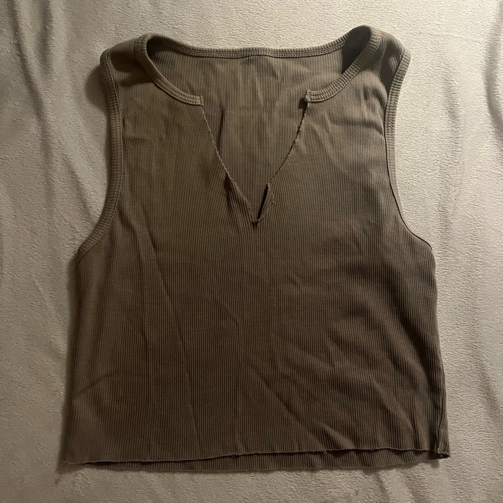 Tan cropped tank